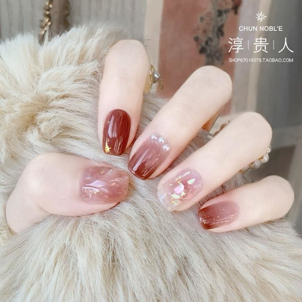 淳貴人指甲貼片網紅爆款顯白美甲成品 新娘可拆卸光療甲片穿戴甲 幸福第一站