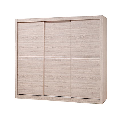 D&T德泰傢俱 浮雕原切橡木三線7X7推門衣櫃-212x60x197(cm)