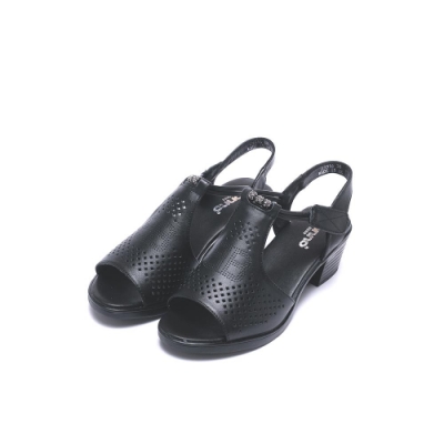 nonno 孤高優雅粗跟涼拖鞋 黑