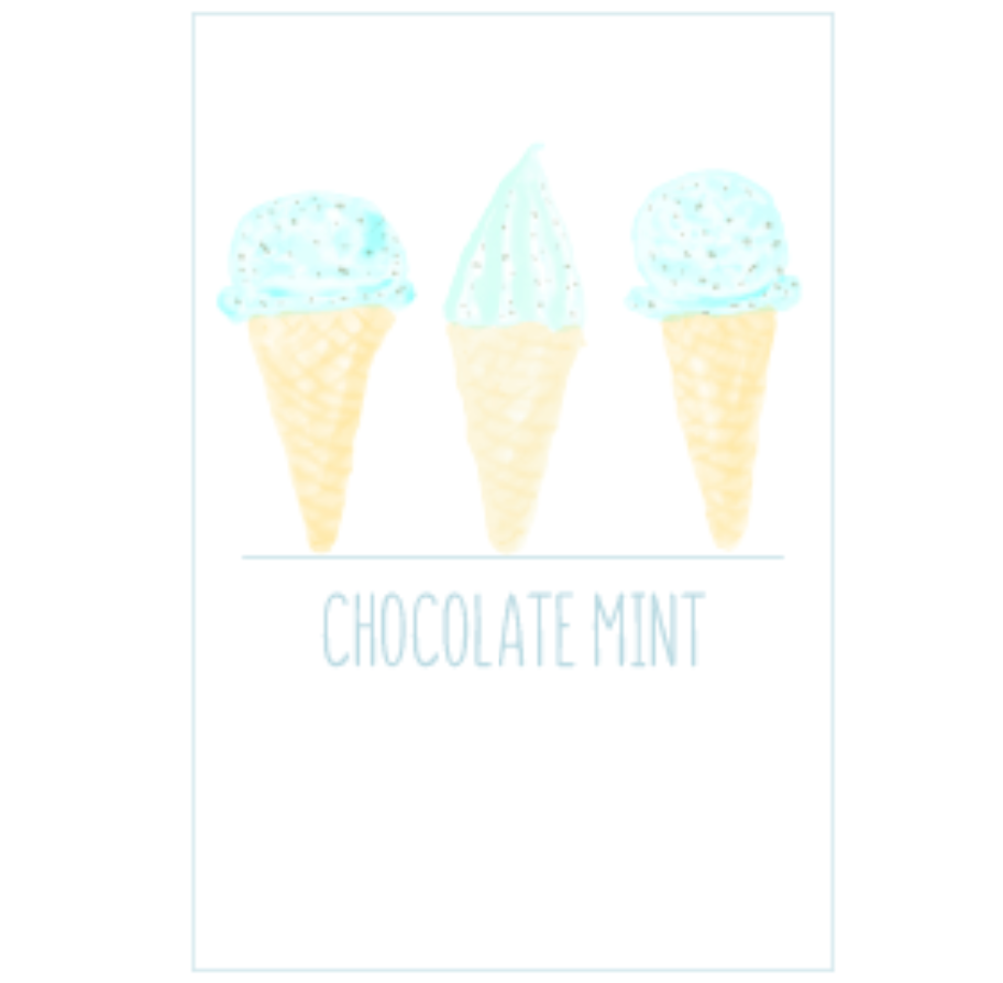 Watercolor :Chocolate mint ice/White WV