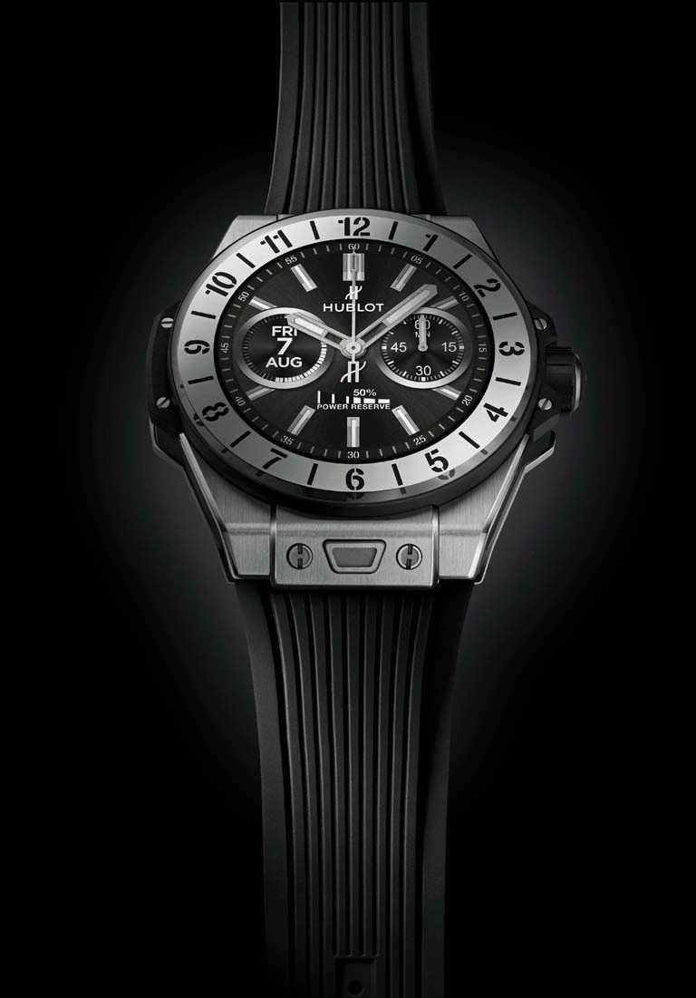 HUBLOT「BIG BANG e智能腕錶」鈦金屬款，緞面拋光鈦金屬錶殼，42mm╱161,000元。（圖╱HUBLOT提供）