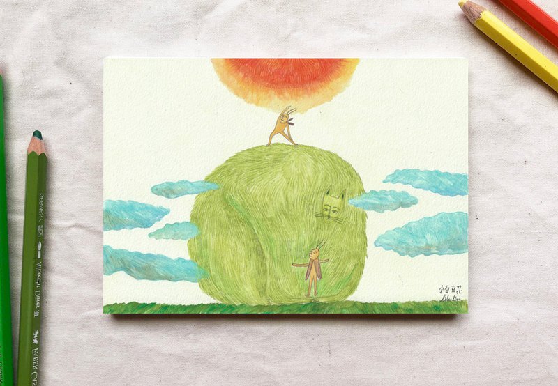 宇宙豆花插畫明信 《蟋蟀溫度計》