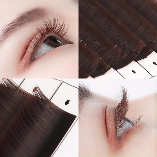 風吹動糖果棕 啞光扁水貂毛柔軟焦糖色自然濃密嫁接空氣假眼睫毛 三角衣櫃