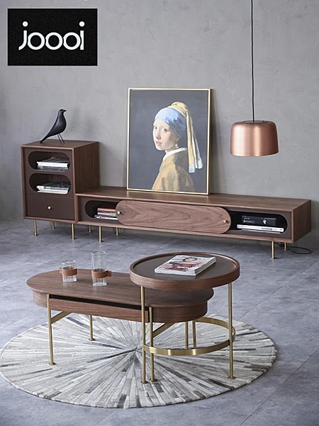 北歐輕奢電視柜小戶型電視柜茶幾組合現代簡約ins風創意客廳家具