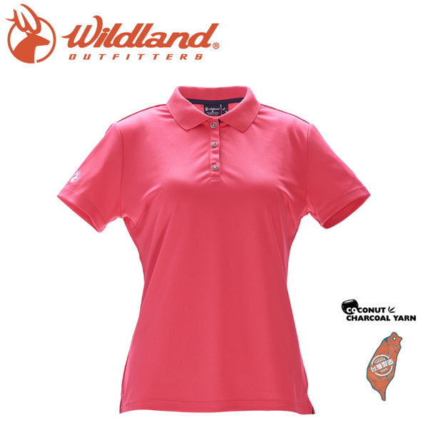 【Wildland 荒野 女 椰炭紗YOKE領抗菌上衣《嫣紅色》】0A71657/POLO衫/運動上衣抗UV/涼爽散熱/吸濕快乾