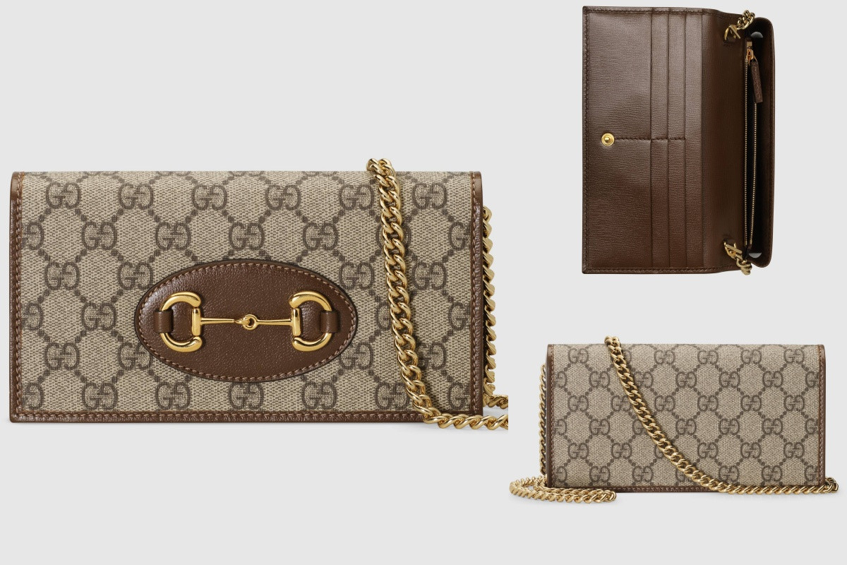 GUCCI 1955馬銜扣鏈帶銀包，HK$.7950（約NT.29838）