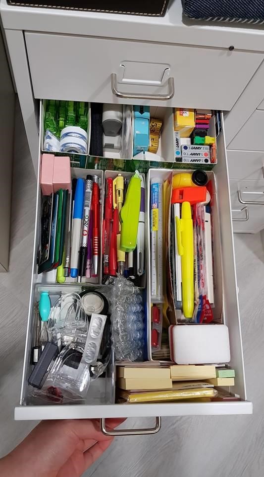 網友李國蘭在網路上分享她用牙線盒、牙膏盒收納的做法