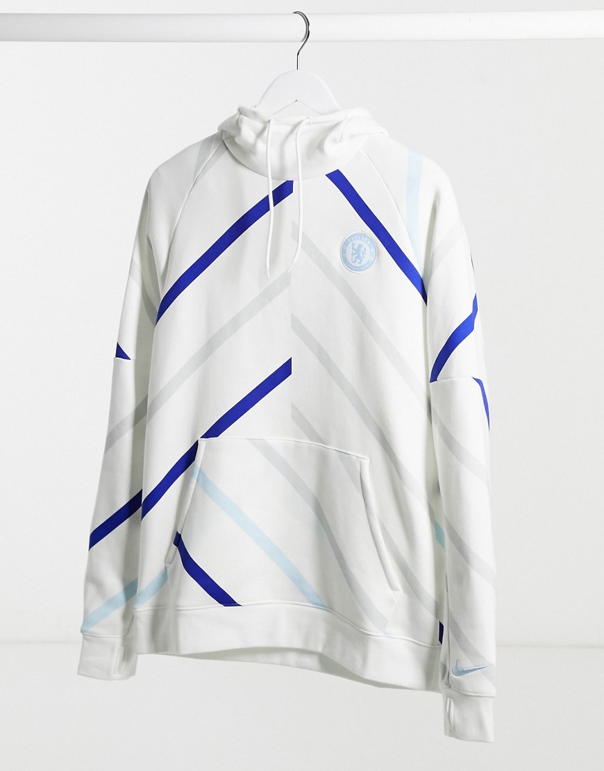 Hoodie by Nike Dressed to chill Striped design Logo badge Drawstring hood Pouch pocket Relaxed fit S
