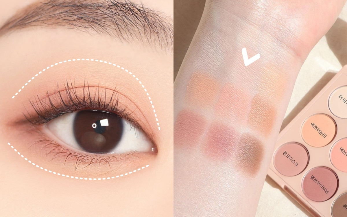 純欲系眼妝步驟1：粉膚色眼影打底