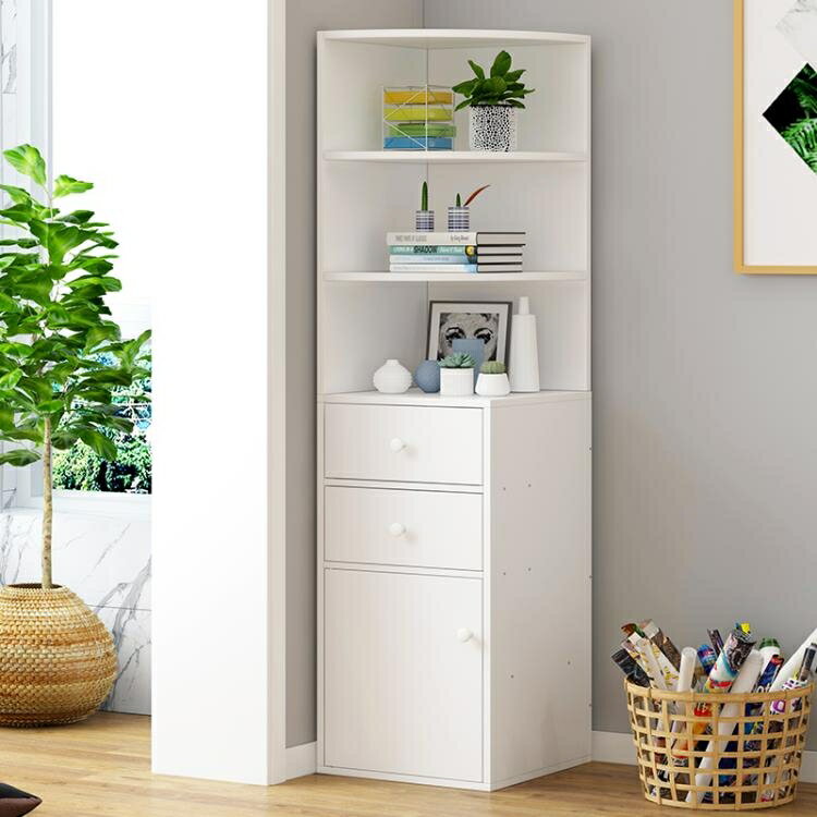 角櫃牆角櫃三角形拐角置物架書架書櫃三角邊櫃客廳圓弧轉角櫃收納