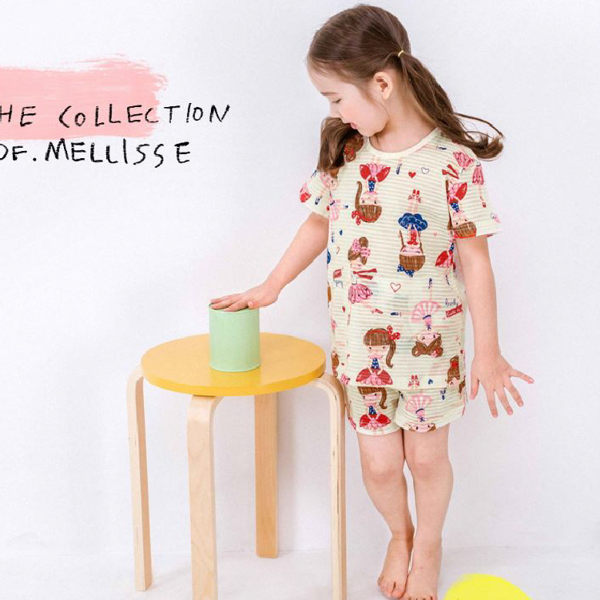 韓國進口 兒童居家服 夏涼感純棉短袖上衣+短褲 童裝（正韓）【HK0002】