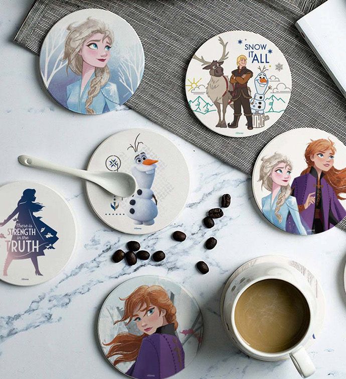 【迪士尼冰雪奇緣2】珪藻土吸水杯墊 (2入一組)／共6組(12款)造型／售價350元