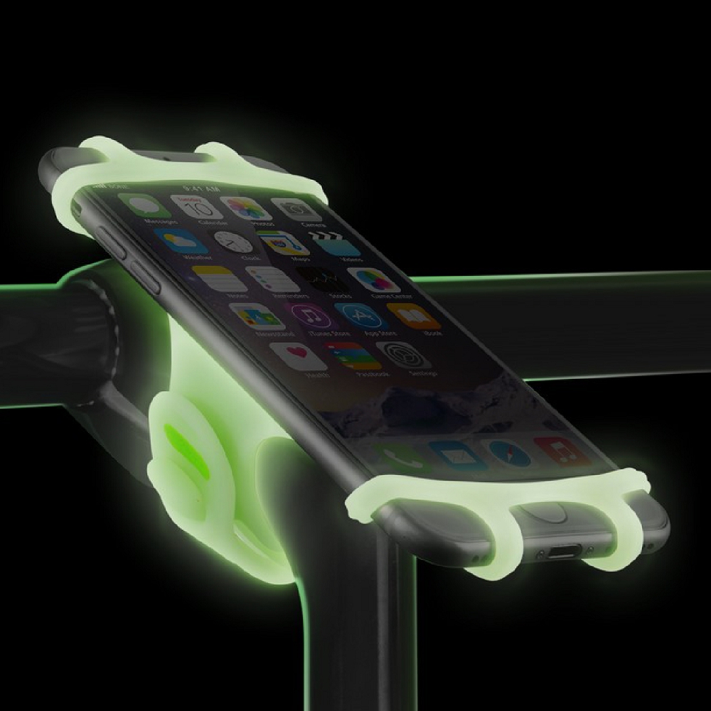 。專為自行車設計。專利後背帶，簡易安裝。手機防護，快速拆裝。通用設計，適用4到6吋螢幕。流線設計低風阻。環保矽膠，超彈力特性。極簡One-Piece設計