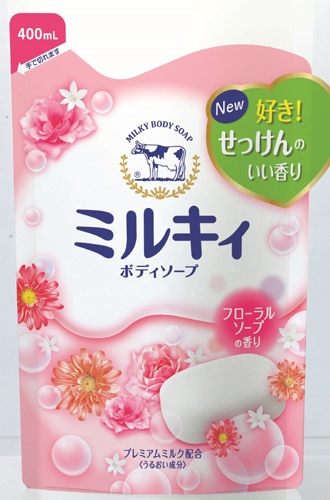 日本【牛乳石鹼】牛乳精華沐浴乳補充包(玫瑰花香) 400ml