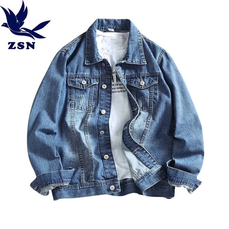 潮牌大尺碼歐美風牛仔外套 單寧牛仔夾克 日系帥氣寬鬆復古牛仔衣外套 韓版帥氣翻領港風文藝范小清新個性男生夾克戶外防風外套