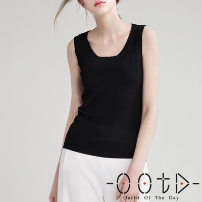 純色紋理針織圓領背心(共二色)-OOTD
