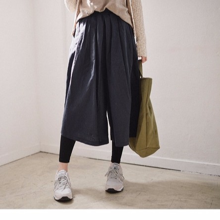 寬褲 復古純色寬鬆棉麻休閒寬裙褲 棉麻寬褲 -3色【M059518】