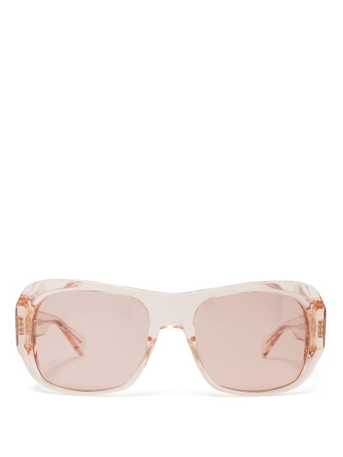Celine Eyewear - Rectangular Acetate Sunglasses - Womens - Light Pink