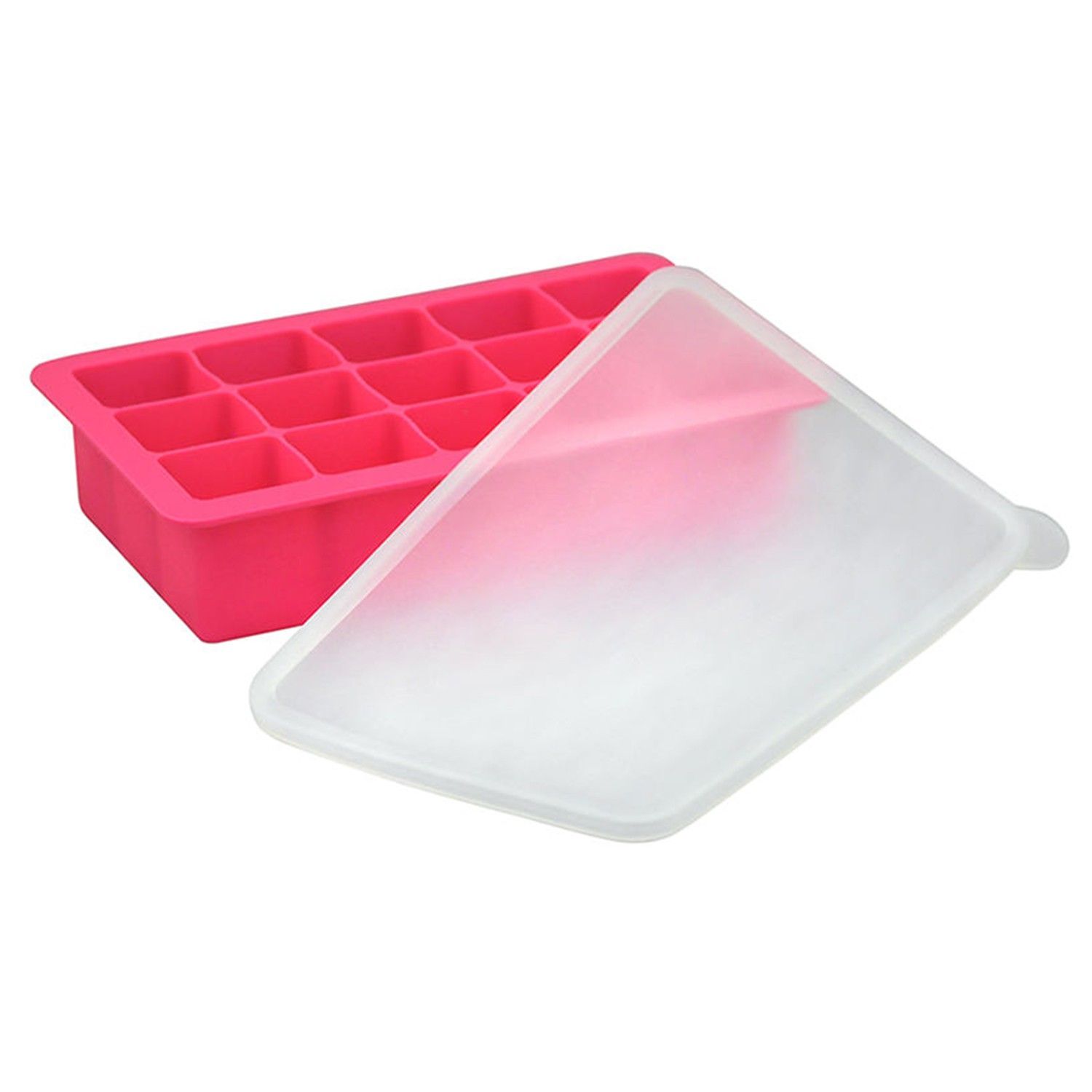 美國 green sprouts - 寶寶副食品15格冷凍盒/製冰盒-桃紅色