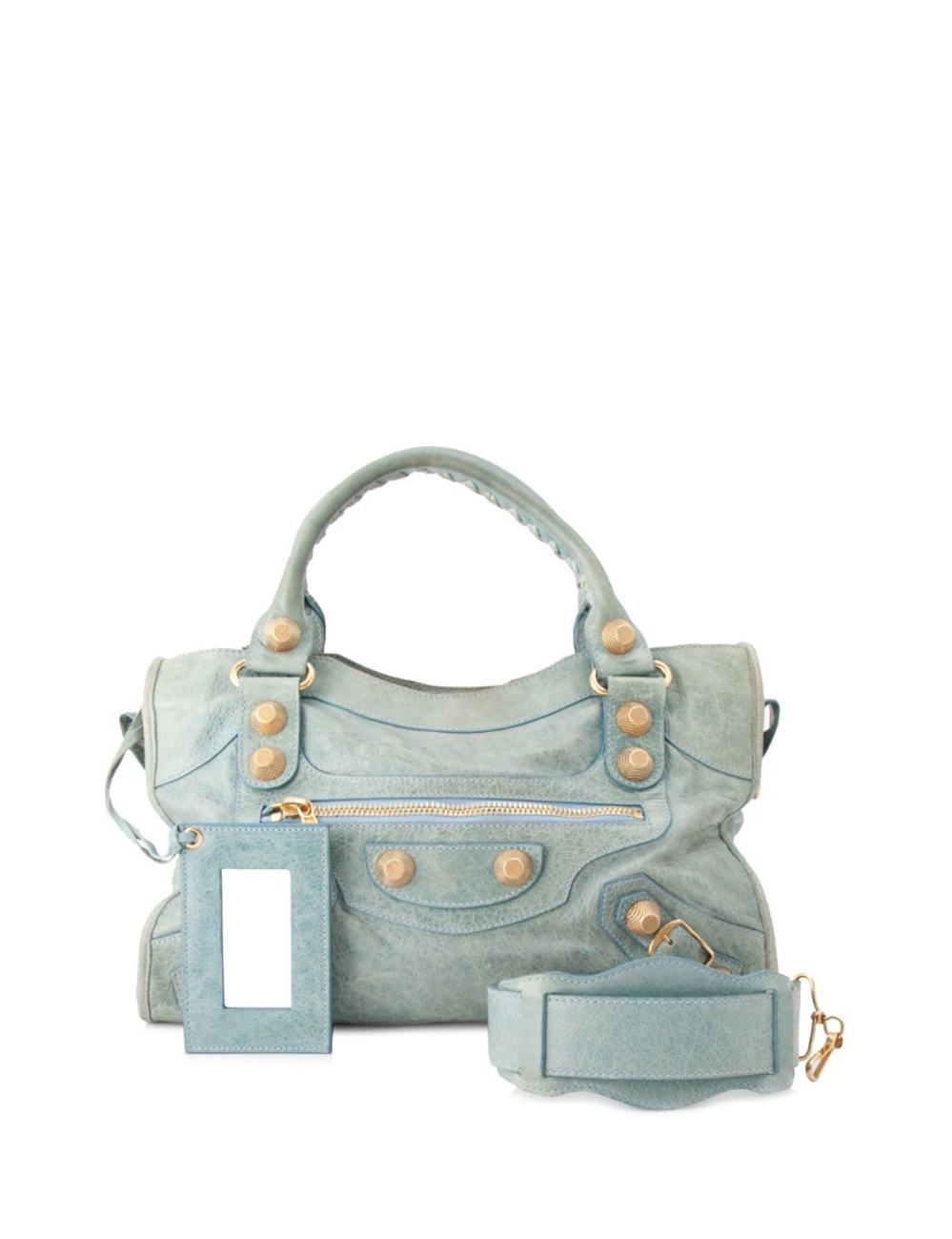 Exterior - Vintage crafted lambskin leather - Gold tone hardware - Double whip stitched top handles,