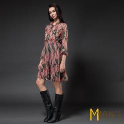 MONS 法式唯美浪漫修身百摺洋裝