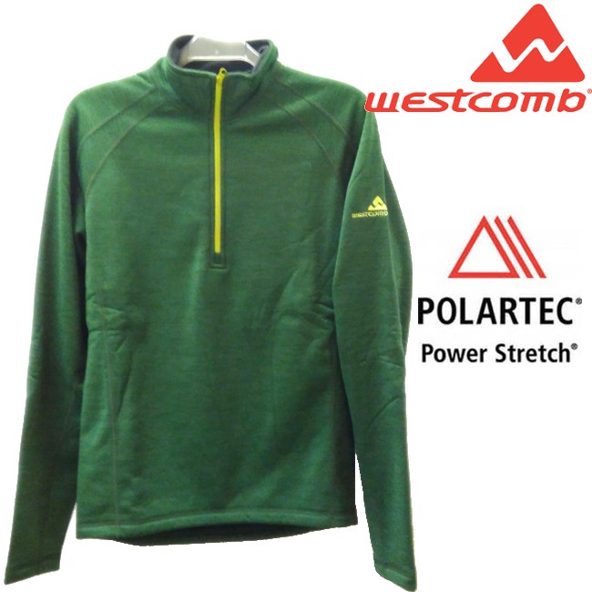 Westcomb 保暖刷毛衣/中層半門襟/ Power Stretch 長袖/登山/健行/旅遊 Sphere 男款 綠色