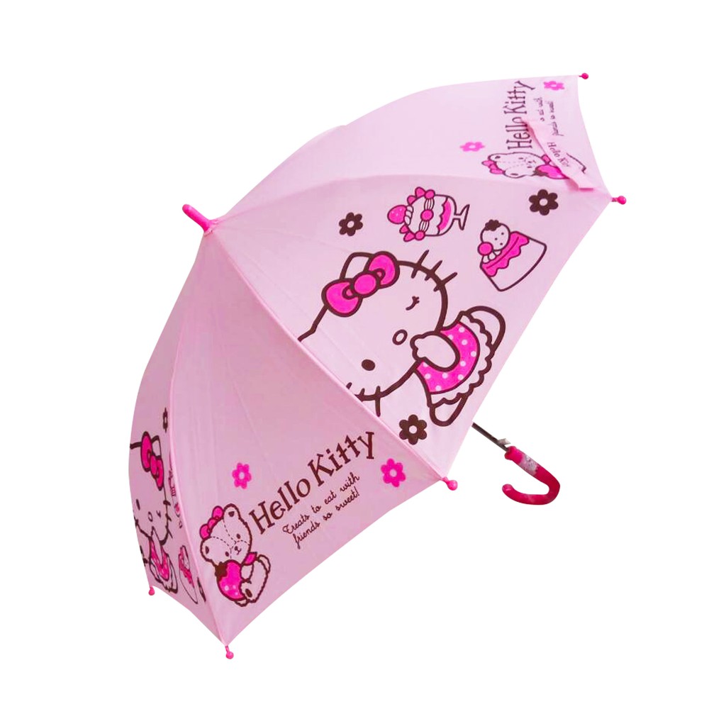 Hello Kitty 兒童直傘Code RKT1375◎產品規格品號:RKT1375布種：聚酯纖維100%+1片乙烯醋酸乙烯酯傘骨：48.5cmX8k 纖維骨重量：280公克±5克任何問題都可以使用