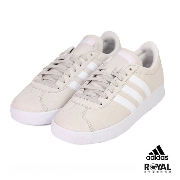 Adidas Court 米色 麂皮 粉白LOGO 休閒運動鞋 女款 NO.I9524【新竹皇家】