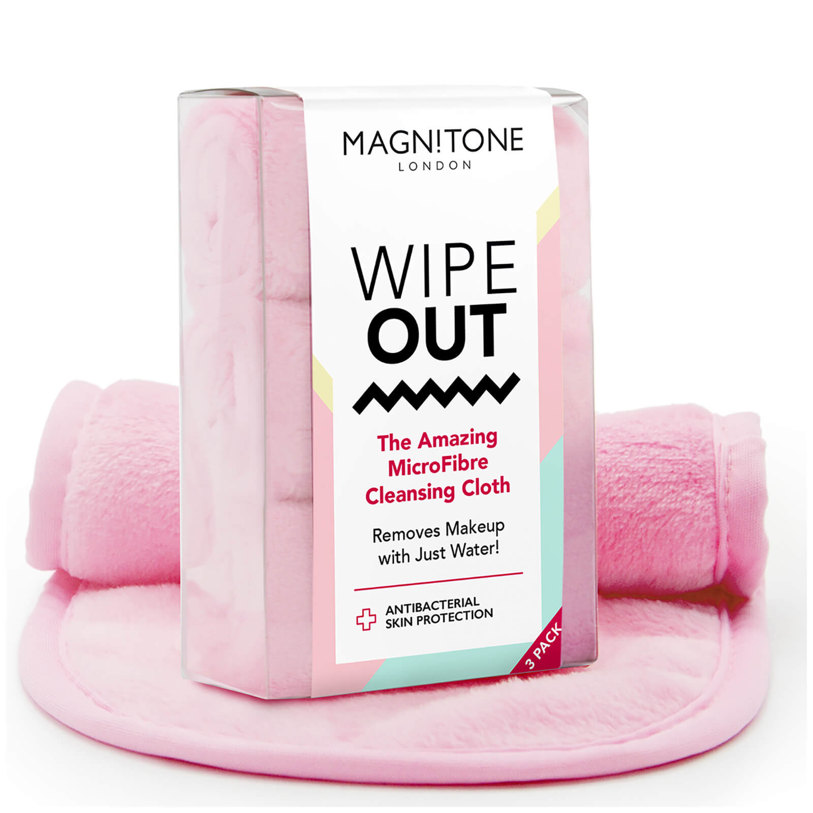MAGNITONE London WipeOut! 微纖維抗菌防護卸妝潔膚巾 - 粉紅（3 入裝）