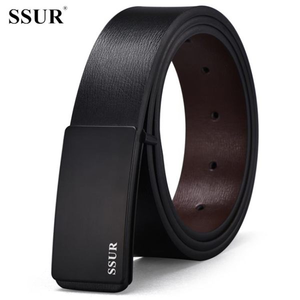 皮帶 男士皮帶男青年平滑扣牛皮商務簡約中褲帶韓版休閒腰帶男真皮潮流 茱莉亞嚴選