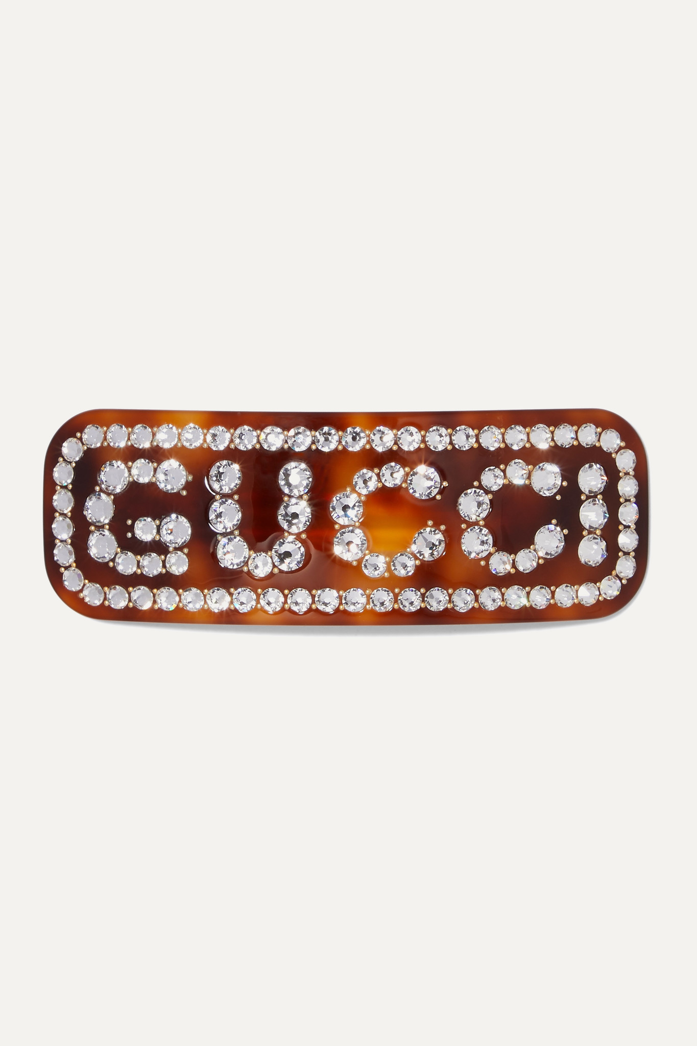 Gucci - Crystal-embellished Tortoiseshell Resin Hair Clip - one size