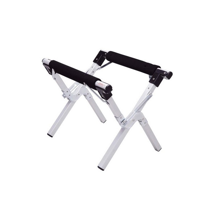 產品描述： 鋁合金材質，結構穩固。折疊設計，收納方便。郊外露營烤肉釣魚好幫手。產品規格：材質：鋁合金收納尺寸：14x13x高57cm開合尺寸：44.5x50x高33cm閉合尺寸：31.5x50.5x高