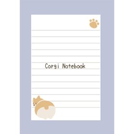 コーギーと足跡のノート　ブルーグレー