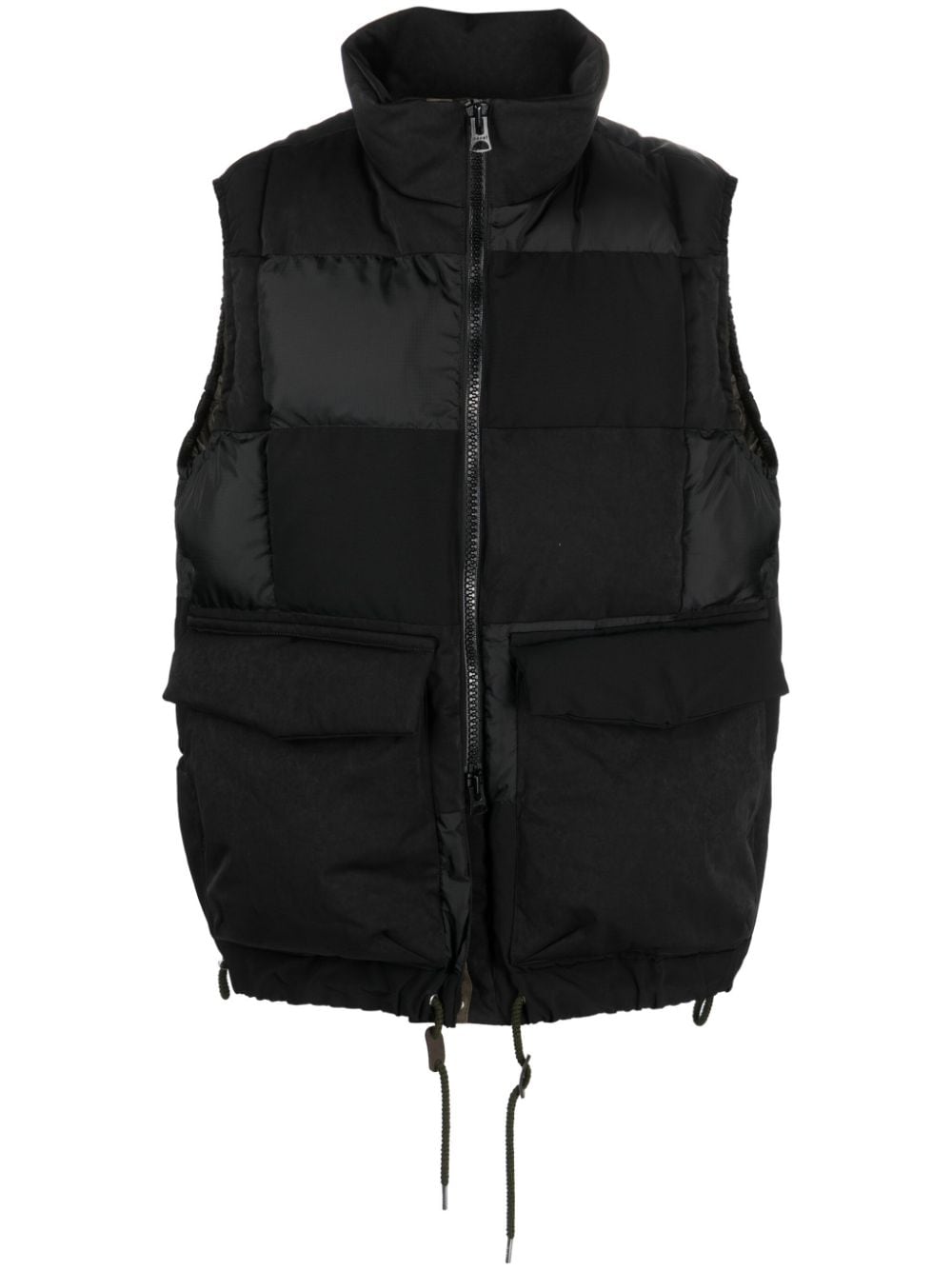 sacai - suede-panel padded gilet - men - Nylon/Nylon/Polyester - 4 - Black