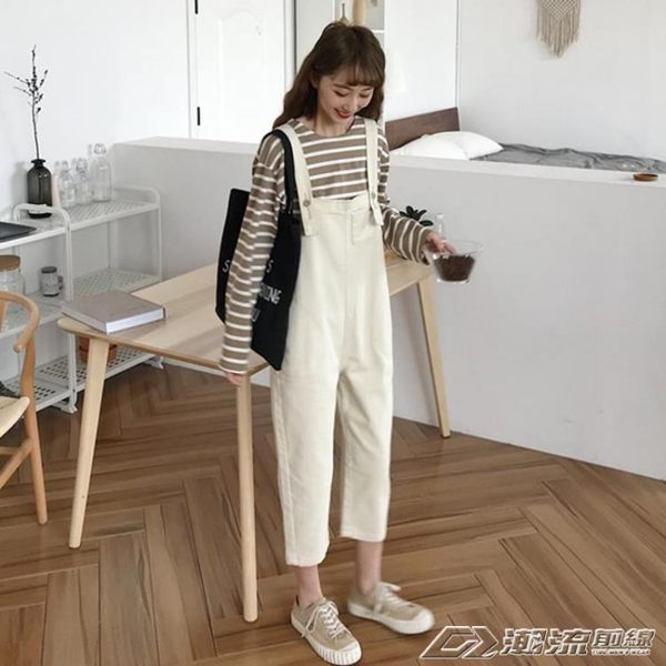 裝新款韓版帥氣寬鬆顯瘦連體褲牛仔吊帶褲學生女裝百搭褲子 潮流前線