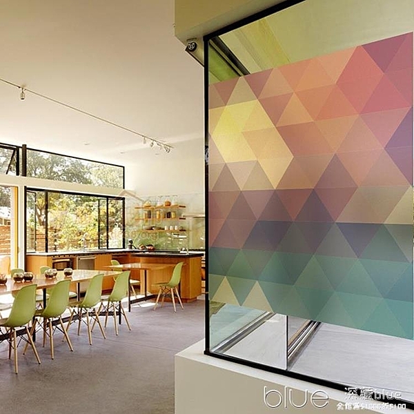 靜電免膠磨砂窗戶貼紙復古三角窗臺臥室透光不透明浴室客廳玻璃貼 YYJ深藏blue