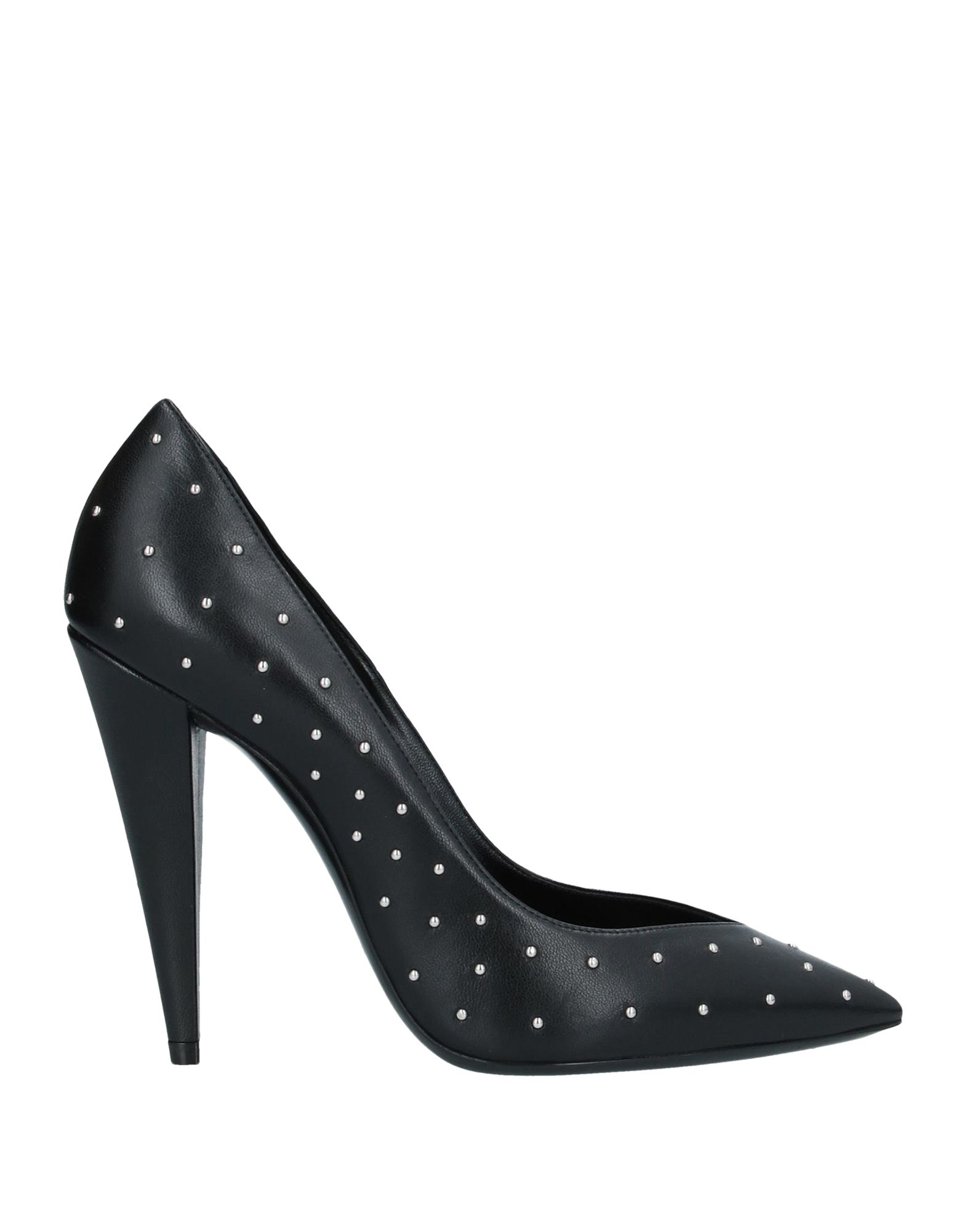 leather, studs, solid color, narrow toeline, cone heel, covered heel, leather lining, leather sole, 