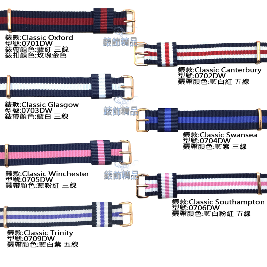 【錶飾精品】現貨 Daniel Wellington 原廠 瑞典 DW錶帶 帆布 尼龍 18mm 玫瑰金0701 0702 0703 0704 0705 0706 0709