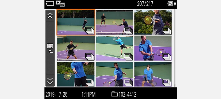 連拍可群組化顯示，並加入評等功能（打星號）。