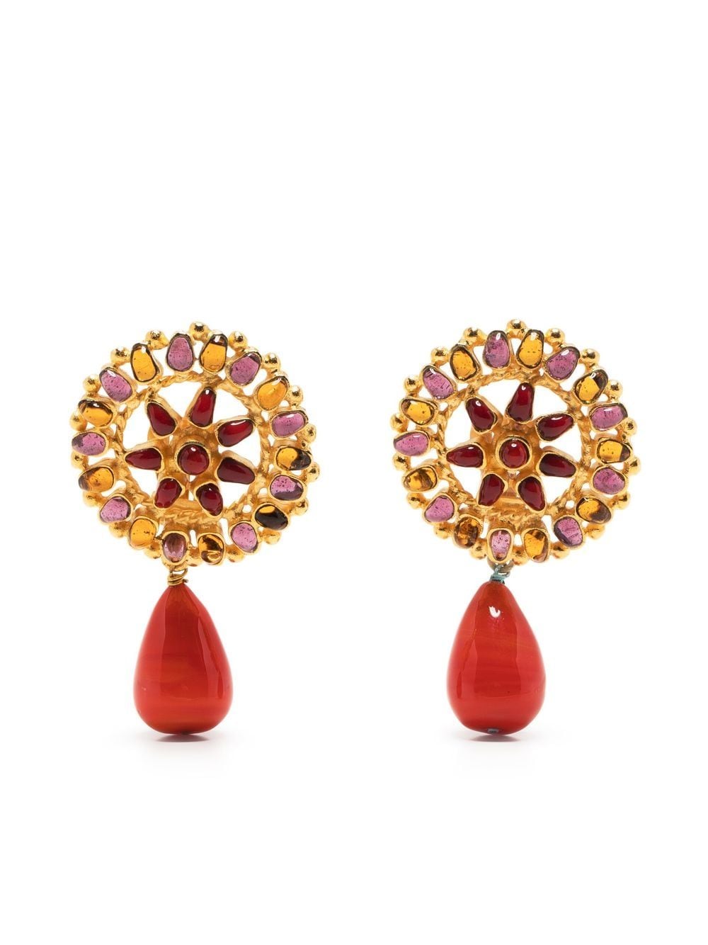 CHANEL Pre-Owned - Gripoix glass-bead drop earrings - women - Gold Plated Metal/glass - One Size