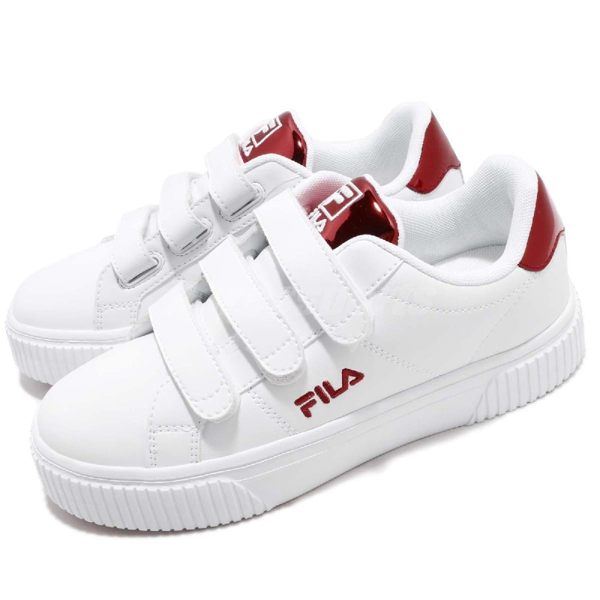 Fila 魔鬼氈 休閒鞋 白 紅 小白鞋 厚底 金屬光澤設計 皮革鞋面 韓系 女鞋 運動鞋【PUMP306】 5C601S200
