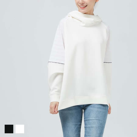 Sky Yard 女裝-寬鬆版網格拼接帽T