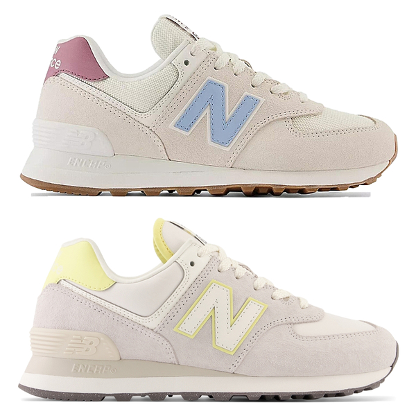New Balance 574 B 女鞋 休閒鞋 IU著用 米白藍/灰黃【運動世界】WL574RD/WL574QD