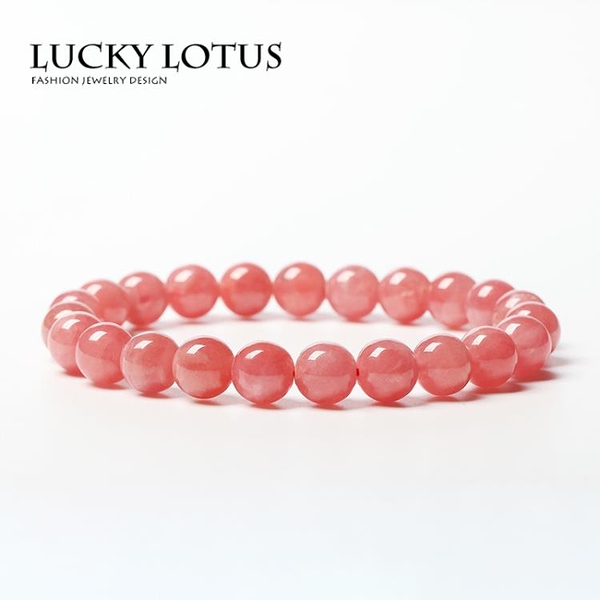 YN飾品 LUCKYLOTUS珠寶天然老料紅紋石女手鍊阿根廷粉紅水晶手串簡約免運