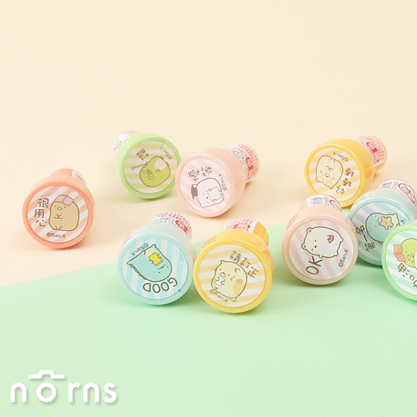 採用台灣製造安全油墨 不需印泥，自來墨水，開蓋可直接使用 超可愛角落小夥伴圖案，療癒豐富日常