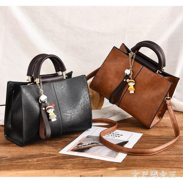 手提包 包包女2019新款大容量復古托特包簡約韓版單肩包軟斜挎包潮 df13906【大尺碼女王】