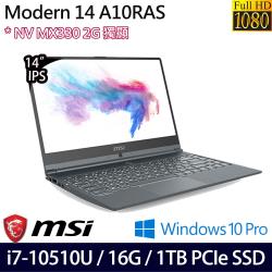 ◎14吋 FHD IPS｜i7-10510U 四核心|◎16G DDR4｜1TB PCIe SSD|◎NVIDIA MX330 2G｜Windows 10 Pro商品名稱:MSI微星Modern14A