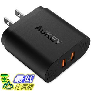 [7美國直購] 充電器 AUKEY USB Wall Charger with Quick Charge 3.0 Dual Ports Samsung Galaxy HTC iPhone XS and