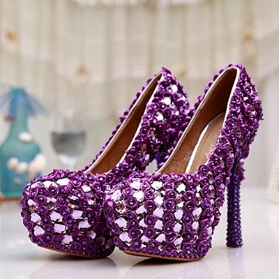 圓頭高跟鞋-超高跟水鑽搶眼熱賣女水晶婚鞋73e29[巴黎精品]