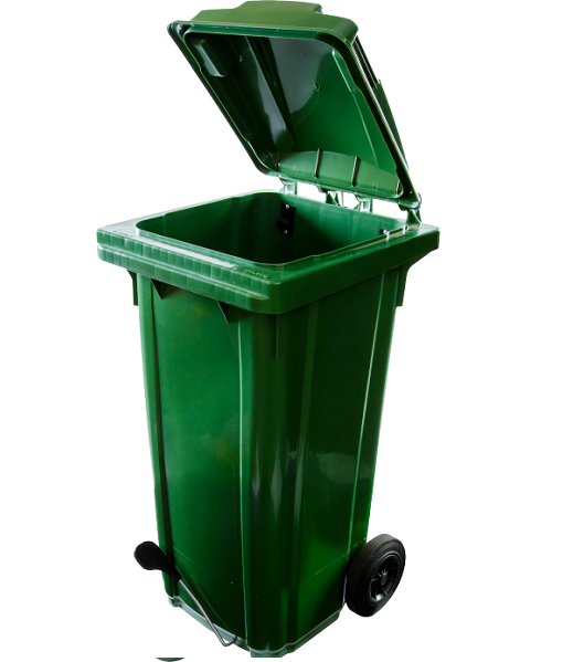 產品規格240公升資源回收桶 腳踏式 額定體機240公升 產品重量約14.5kg (+-1kg) 有效裝載110kg 產品材質高密度聚乙烯hdpe 輪身高性能耐磨輪*2 直徑20cm 產地台灣 顏色綠